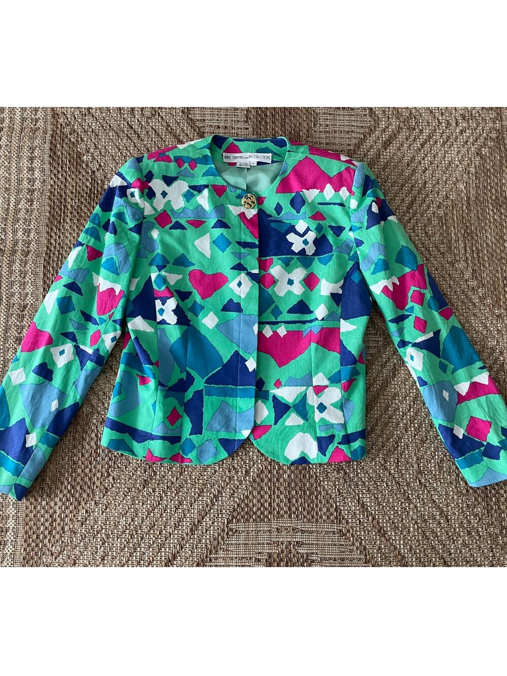 Vintage Anne Crimmins for Umi Collections 1980s Abstract Print Blazer SZ 10